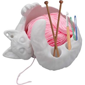 وعاء تخزين خيوط حالم ثلاثي الأبعاد ، وعاء خيوط حرفي للكروشيه والحياكة ، منظم حامل الغزل الجميل ، ديكور زخرفة سطح المكتب ، الديكور الداخلي للفتيات ، مثالي للقطط تغذية وعاء in Kuwait