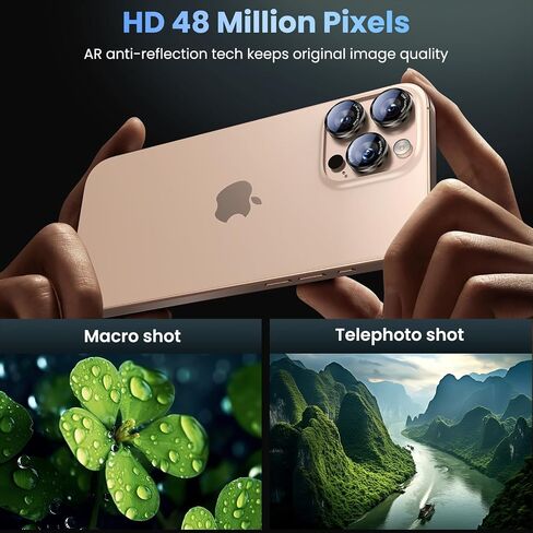 Uyiton for iPhone 16 Pro Max/16 Pro/15 Pro Max/15 Pro/14 Pro Max/14 Pro Camera Lens Protector -[2025 Inspired Design] Military-Grade Tempered Glass & Metal Camera Cover, Outdoor/Travel/Daily Use, Gold in Kuwait