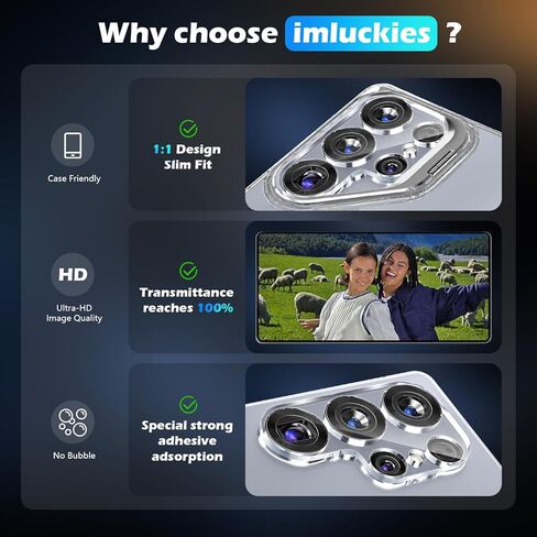 imluckies 4 Packs for Samsung Galaxy S25 Ultra Camera Lens Protector, Ultra-HD Tempered Glass & 9H Anti-Scratch Back Camera Screen Protective Film, Case-Friendly for S25Ultra, Clear in Kuwait
