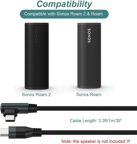 كابل شحن Kissmart لـ Sonos Roam 2/1 ، استبدال سلك كابل طاقة شاحن USB لمكبرات الصوت (3.3 قدم/1 م) (1) in Kuwait