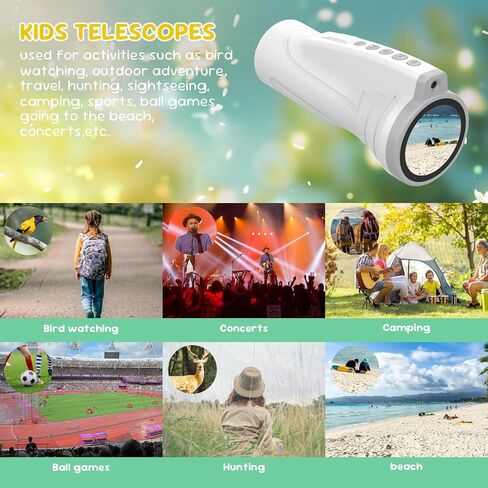 Kids Monocular for Bird Watching & Astronomy - Digital Telescope with Self-Timer, STEM Toy for Ages 3-10, Boys Girls Camping Outdoor Exploration (White) in Saudi Arabia