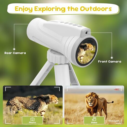 Kids Monocular for Bird Watching & Astronomy - Digital Telescope with Self-Timer, STEM Toy for Ages 3-10, Boys Girls Camping Outdoor Exploration (White) in Saudi Arabia