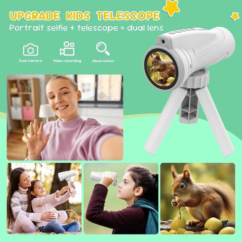 Kids Monocular for Bird Watching & Astronomy - Digital Telescope with Self-Timer, STEM Toy for Ages 3-10, Boys Girls Camping Outdoor Exploration (White) in Saudi Arabia