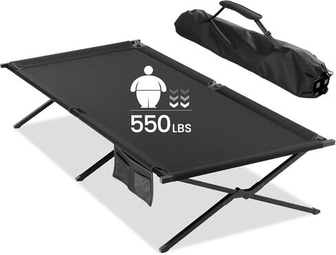 Extra Wide Camping Cot for Adults Oversized Sleeping Cots XXL Folding Bed with Carry Bag Portable Cot for Outdoor,Support to 550 lbs,Black in Saudi Arabia