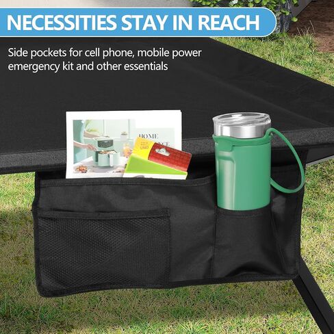 Extra Wide Camping Cot for Adults Oversized Sleeping Cots XXL Folding Bed with Carry Bag Portable Cot for Outdoor,Support to 550 lbs,Black in Saudi Arabia