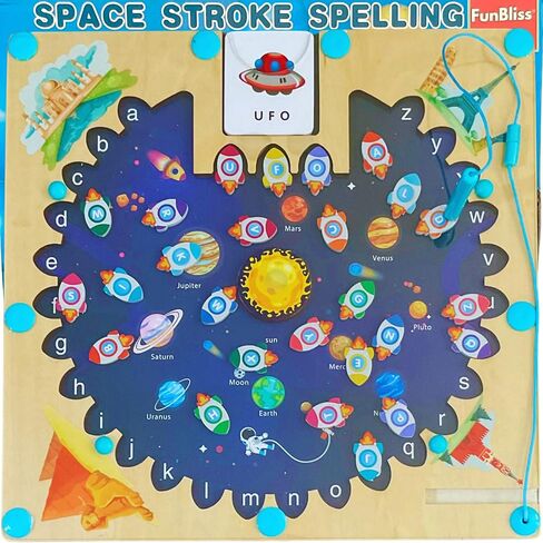 Magnetic Alphabet Maze Board, Montessori Wooden Kids Toys for Ages 3-5, Puzzle Activity Toy, Develop Fine Motor Skills, Ideal Gift for Toddlers (Airport) in Saudi Arabia