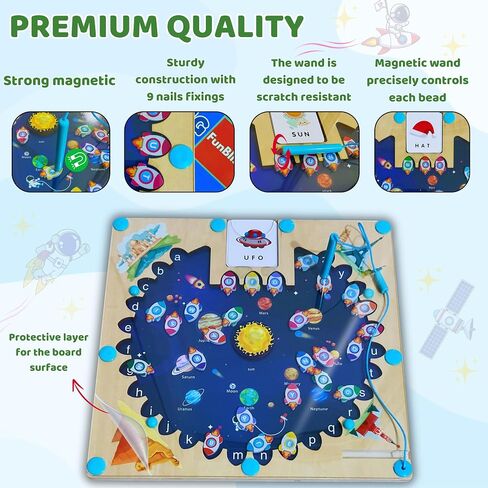 Magnetic Alphabet Maze Board, Montessori Wooden Kids Toys for Ages 3-5, Puzzle Activity Toy, Develop Fine Motor Skills, Ideal Gift for Toddlers (Airport) in Saudi Arabia