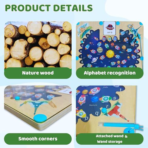 Magnetic Alphabet Maze Board, Montessori Wooden Kids Toys for Ages 3-5, Puzzle Activity Toy, Develop Fine Motor Skills, Ideal Gift for Toddlers (Airport) in Saudi Arabia