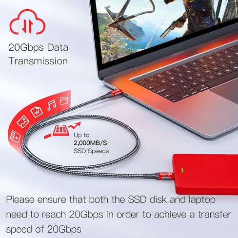 80 جيجابت في الثانية لكابل Thunderbolt 5 2.3FT، كابل USB4 V2 عرض النطاق الترددي 120 جيجابت في الثانية، PD 240W، 16K/8K 60 هرتز، 4K 540 هرتز/240 هرتز، كابل عرض فيديو شاشة USB C لهاتف iPhone 16، Razer Blade، ACASIS SSD، Thunderbolt 4/3 in Kuwait
