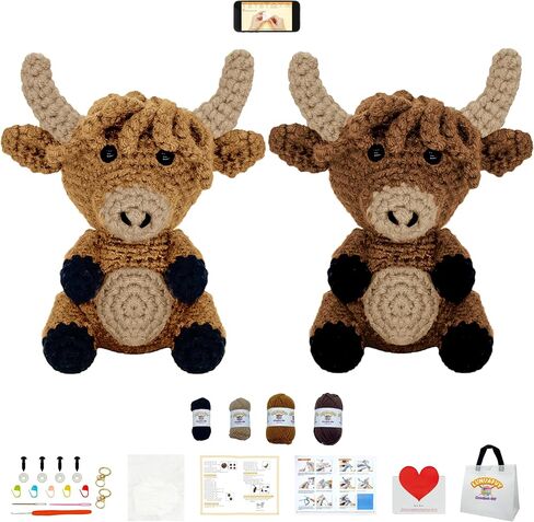 Crochet Kit for Beginners Adults.Animal Yarn Knitting Set for Kids.Learn to Crocheting Stuffed Amigurumi.Easy Starter Diy Accessories Supplies.Gifts for Girl,Boy,Parents.Beginning Step-by-Step Video in Saudi Arabia