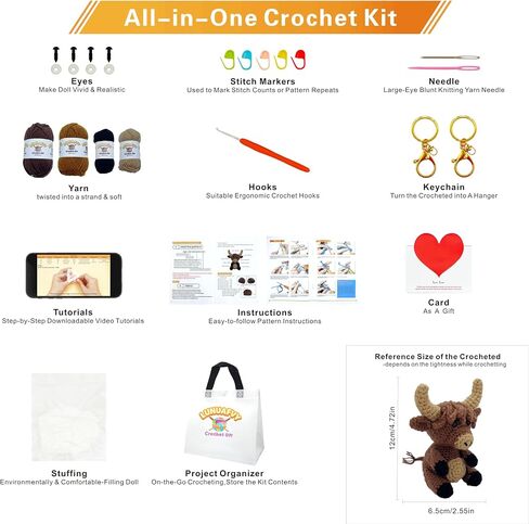 Crochet Kit for Beginners Adults.Animal Yarn Knitting Set for Kids.Learn to Crocheting Stuffed Amigurumi.Easy Starter Diy Accessories Supplies.Gifts for Girl,Boy,Parents.Beginning Step-by-Step Video in Saudi Arabia