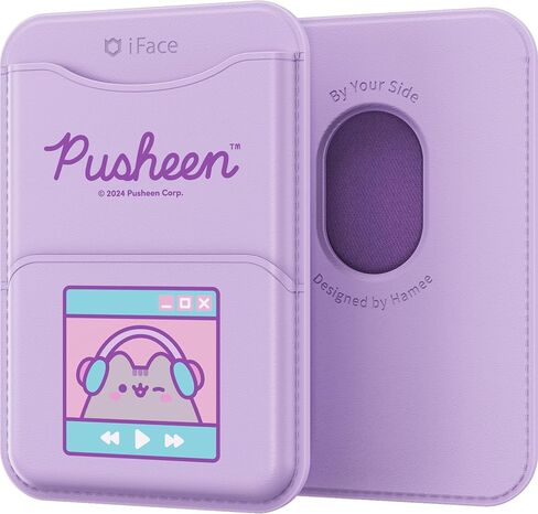 iFace Pusheen the Cat MagSynq Card Wallet Compatible with MagSafe [Slim Wallet, 2 Card Storage Case, Vegan Leather, Built-in Fraud Prevention Magnet, Mini Extra Pocket] – Gamer Girl (Purple) in Saudi Arabia