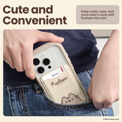 iFace Pusheen the Cat MagSynq Card Wallet Compatible with MagSafe [Slim Wallet, 2 Card Storage Case, Vegan Leather, Built-in Fraud Prevention Magnet, Mini Extra Pocket] – Gamer Girl (Purple) in Saudi Arabia
