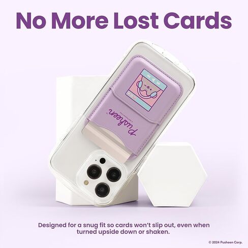 iFace Pusheen the Cat MagSynq Card Wallet Compatible with MagSafe [Slim Wallet, 2 Card Storage Case, Vegan Leather, Built-in Fraud Prevention Magnet, Mini Extra Pocket] – Gamer Girl (Purple) in Saudi Arabia