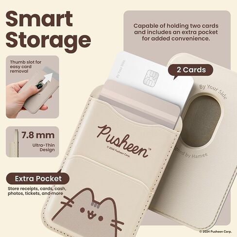 iFace Pusheen the Cat MagSynq Card Wallet Compatible with MagSafe [Slim Wallet, 2 Card Storage Case, Vegan Leather, Built-in Fraud Prevention Magnet, Mini Extra Pocket] – Gamer Girl (Purple) in Saudi Arabia