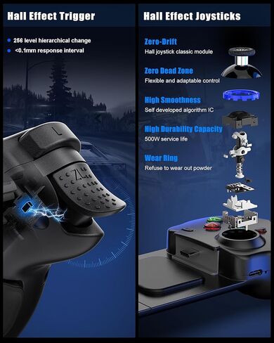 Crotrain Type-C Mobile Gaming Controller for Android & iPhone 16/iPhone 15 Series (USB C) Plug and Play Gamepad with Hall Effect Joysticks/Hall Trigger, for Xbox Cloud Gaming/PS Remote Play/PUBG/CODM in Kuwait