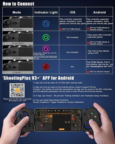 Crotrain Type-C Mobile Gaming Controller for Android & iPhone 16/iPhone 15 Series (USB C) Plug and Play Gamepad with Hall Effect Joysticks/Hall Trigger, for Xbox Cloud Gaming/PS Remote Play/PUBG/CODM in Kuwait
