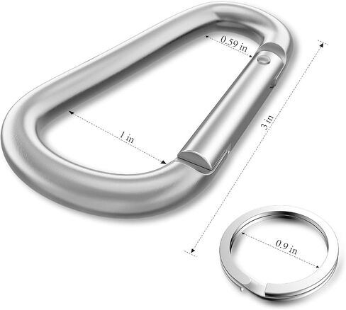 Carabiner Keychain Clip -3 "الألومنيوم Carabiner D Ring ، مقاطع Caribeener ، خطاف SPRING SNAP لمقطع سلسلة المفاتيح in Kuwait