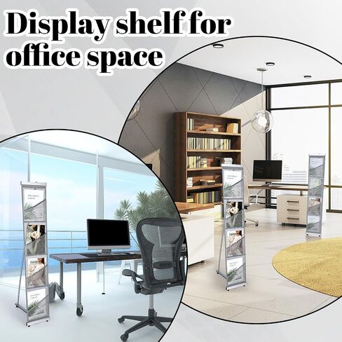 Outus 1 Pcs Literature Stand Magazine Display Rack with 4 Pocket, Portable Roll up Mesh Foldable Trade Show Display with Carrying Bag, Lightweight Magazine Rack Floor Standing for Exhibition Office in Saudi Arabia