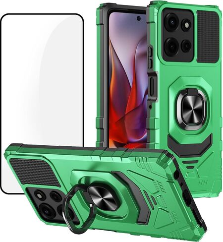 Ailiber for Motorola Moto G 2025 Case, Motorola G 5G 2025 Phone Case with Screen Protector, Ring Kickstand for Magnetic Car Mount, Military Grade, Shockproof Rugged Cell Phone Case-Black in Kuwait