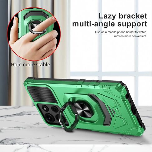 Ailiber for Motorola Moto G 2025 Case, Motorola G 5G 2025 Phone Case with Screen Protector, Ring Kickstand for Magnetic Car Mount, Military Grade, Shockproof Rugged Cell Phone Case-Black in Kuwait