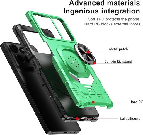 Ailiber for Motorola Moto G 2025 Case, Motorola G 5G 2025 Phone Case with Screen Protector, Ring Kickstand for Magnetic Car Mount, Military Grade, Shockproof Rugged Cell Phone Case-Black in Kuwait