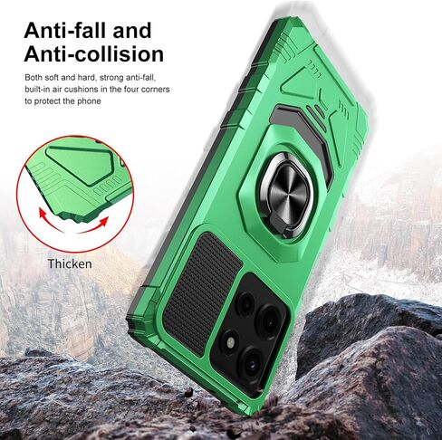 Ailiber for Motorola Moto G 2025 Case, Motorola G 5G 2025 Phone Case with Screen Protector, Ring Kickstand for Magnetic Car Mount, Military Grade, Shockproof Rugged Cell Phone Case-Black in Kuwait