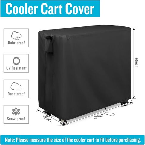 Kingling Cooler Cart Cover Fits Keter 89.8 Quart Patio Cooler, Waterproof Patio Party Rolling Ice Chest with Wheels Outdoor Cooler Cart Cover Black - 38''L x24''W x35''H in Kuwait