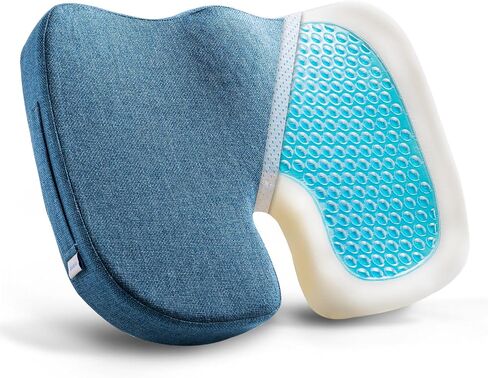 Seat Cushion for Long Sitting, Cooling Gel Memory Foam Seat Cushion - Back, Sciatica, Coccyx, Tailbone Pain Relief - for Office Chairs, Car Seat, Wheelchair Sitting Cushion (Black) in Saudi Arabia