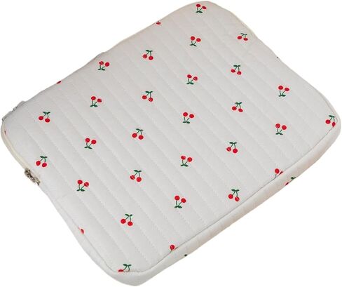 Cute Cherry Floral Laptop Sleeve Y2K Preppy Carrying Laptop Bag Cover Girly Coquette Puffy Quilted Tablet Liner Pouch (Cherry,15 inch) in Saudi Arabia