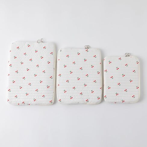 Cute Cherry Floral Laptop Sleeve Y2K Preppy Carrying Laptop Bag Cover Girly Coquette Puffy Quilted Tablet Liner Pouch (Cherry,15 inch) in Saudi Arabia