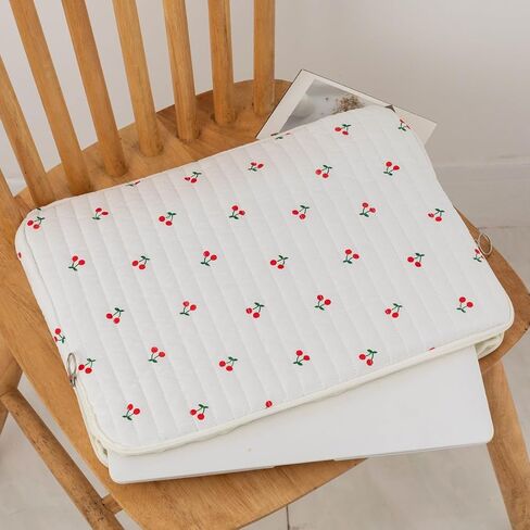Cute Cherry Floral Laptop Sleeve Y2K Preppy Carrying Laptop Bag Cover Girly Coquette Puffy Quilted Tablet Liner Pouch (Cherry,15 inch) in Saudi Arabia