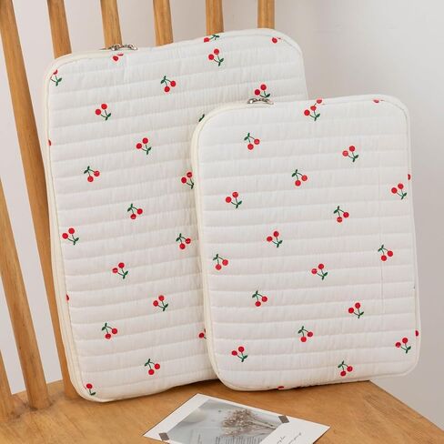 Cute Cherry Floral Laptop Sleeve Y2K Preppy Carrying Laptop Bag Cover Girly Coquette Puffy Quilted Tablet Liner Pouch (Cherry,15 inch) in Saudi Arabia