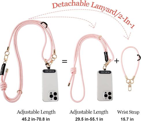 حزام معصم Crossbody عبر الهاتف ، مقود هاتف قابل للتعديل بدون اليدين ، حزام iPhone المضاد للسرقة متوافق لجميع الهواتف ، حبلات الهواتف المحمولة الشاملة حول الرقبة للمرأة ، الأسود in Kuwait
