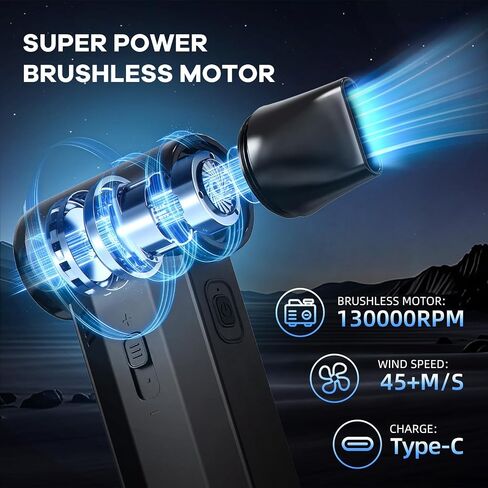 Electric Air Duster, Rechargeable Air Duster with Brushless Motor, Adjustable Compressed Air Dusters, Powerful & High Speed Mini Blower, Portable Air Blower for Keyboard Clean, Outdoor and Car in Saudi Arabia