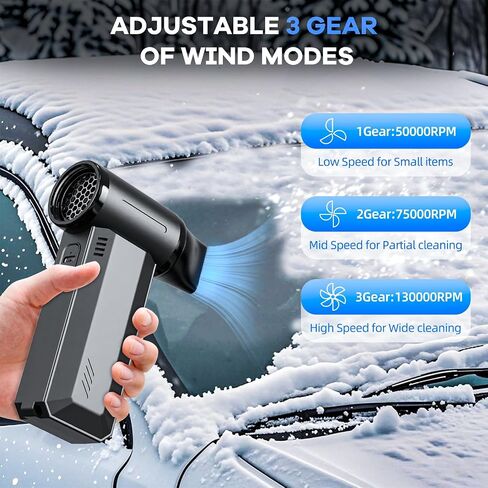 Electric Air Duster, Rechargeable Air Duster with Brushless Motor, Adjustable Compressed Air Dusters, Powerful & High Speed Mini Blower, Portable Air Blower for Keyboard Clean, Outdoor and Car in Saudi Arabia