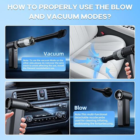 Electric Air Duster, Rechargeable Air Duster with Brushless Motor, Adjustable Compressed Air Dusters, Powerful & High Speed Mini Blower, Portable Air Blower for Keyboard Clean, Outdoor and Car in Saudi Arabia