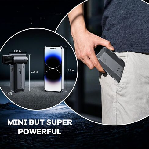 Electric Air Duster, Rechargeable Air Duster with Brushless Motor, Adjustable Compressed Air Dusters, Powerful & High Speed Mini Blower, Portable Air Blower for Keyboard Clean, Outdoor and Car in Saudi Arabia