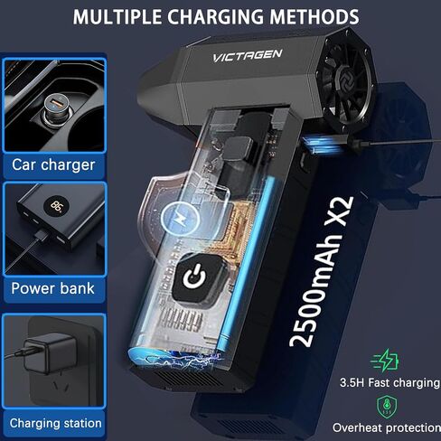 Duster Air Air Compressed ، مروحة منفاخ ، Duster Electric 130000 دورة في الدقيقة منظف لوحة المفاتيح - Car Cleaning Kit Turbine Fan Jet Fan No Air Duster للتنظيف ، تعديل العتاد اللانهائي ، صندوق تخزين مجاني in Saudi Arabia