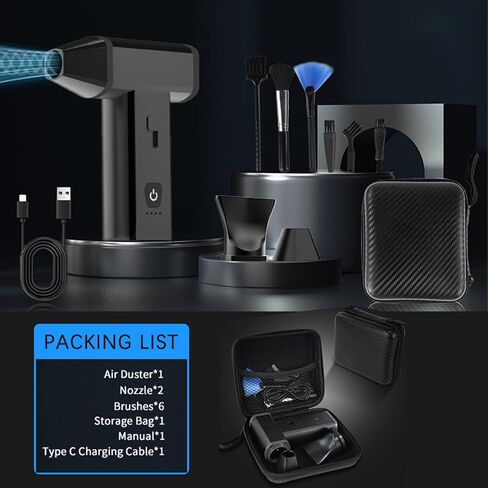 Duster Air Air Compressed ، مروحة منفاخ ، Duster Electric 130000 دورة في الدقيقة منظف لوحة المفاتيح - Car Cleaning Kit Turbine Fan Jet Fan No Air Duster للتنظيف ، تعديل العتاد اللانهائي ، صندوق تخزين مجاني in Saudi Arabia