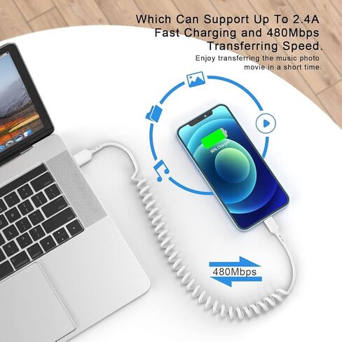 [Apple MFi Certified] iPhone 16 Pro Fast Charging Car Carplay Cable,Retractable 5ft 60W USB A to USB C Charging Cord Screen Data Sync Cord Compatible for iPhone 16/Pro Max/Plus/15 iPad Pixel Galaxy in Kuwait