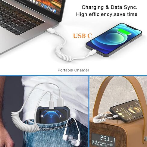 [Apple MFi Certified] iPhone 16 Pro Fast Charging Car Carplay Cable,Retractable 5ft 60W USB A to USB C Charging Cord Screen Data Sync Cord Compatible for iPhone 16/Pro Max/Plus/15 iPad Pixel Galaxy in Kuwait