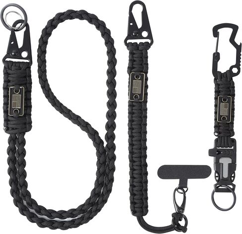 Heavy Duty Braided Paracord Lanyard for ID Badges,EDC Tether for Phone,Tactical 550 Paracord Keychain with USA Flag in Saudi Arabia