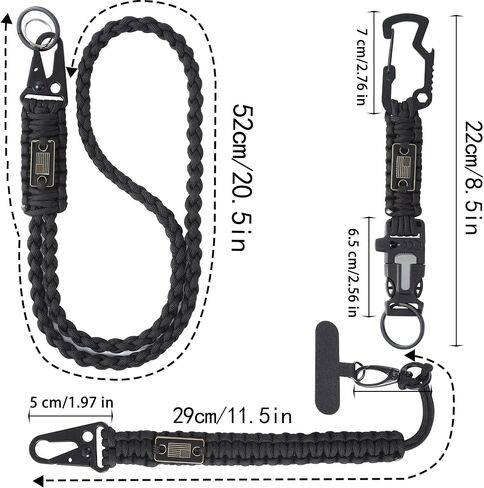 Heavy Duty Braided Paracord Lanyard for ID Badges,EDC Tether for Phone,Tactical 550 Paracord Keychain with USA Flag in Saudi Arabia