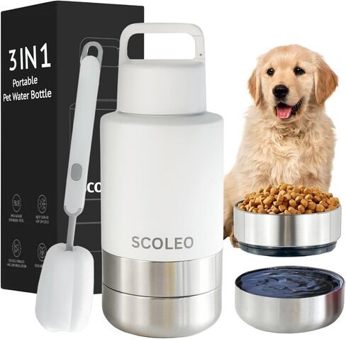 3 in 1 Water Bottle for Dogs - 32 oz Insulated Water Bottle with Detachable Bowls, Leak-Proof and Stainless Steel Bottle, Travel-Friendly - Dog Portable Water Bowl (Pink, 32) in Saudi Arabia