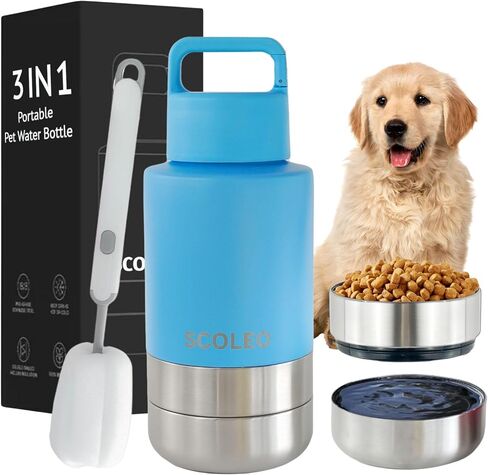 3 in 1 Water Bottle for Dogs - 32 oz Insulated Water Bottle with Detachable Bowls, Leak-Proof and Stainless Steel Bottle, Travel-Friendly - Dog Portable Water Bowl (Pink, 32) in Saudi Arabia