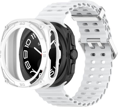 Compatible with Samsung Galaxy Watch Ultra 47mm (2024), Silicone Waterproof Breathable Replacement Band with Protective PC Case for Galaxy Watch Ultra Men Women in Kuwait