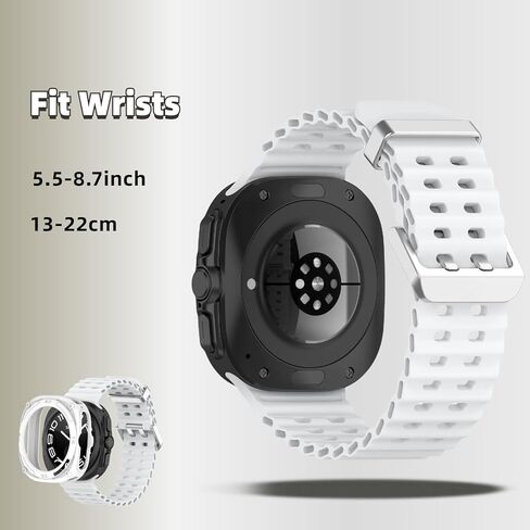 Compatible with Samsung Galaxy Watch Ultra 47mm (2024), Silicone Waterproof Breathable Replacement Band with Protective PC Case for Galaxy Watch Ultra Men Women in Kuwait