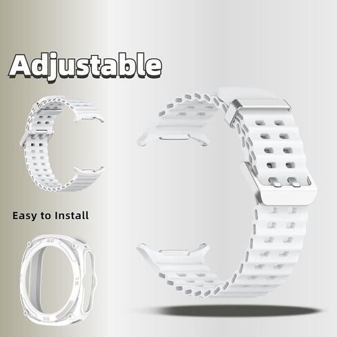 Compatible with Samsung Galaxy Watch Ultra 47mm (2024), Silicone Waterproof Breathable Replacement Band with Protective PC Case for Galaxy Watch Ultra Men Women in Kuwait