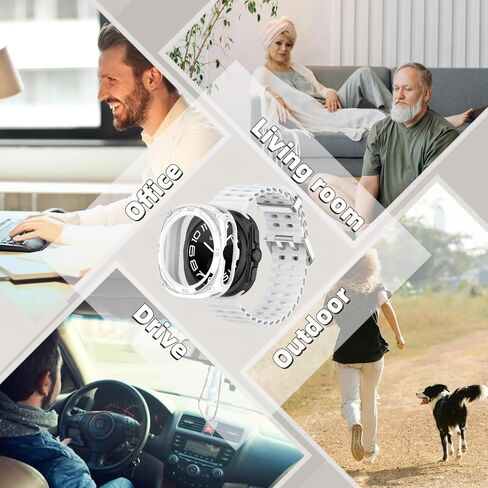 Compatible with Samsung Galaxy Watch Ultra 47mm (2024), Silicone Waterproof Breathable Replacement Band with Protective PC Case for Galaxy Watch Ultra Men Women in Kuwait